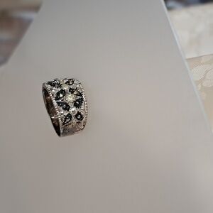 Vintage Sterling Silver 925 Marcasite Cocktail Ring